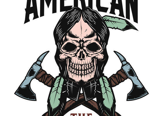 硬汉风格骷髅头斧头图案服装印花素材