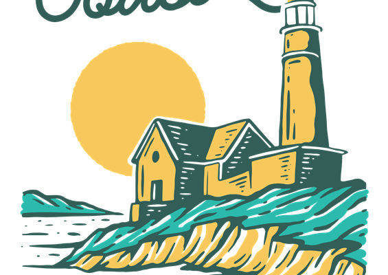 复古海岸灯塔印花图案，打造个性服装