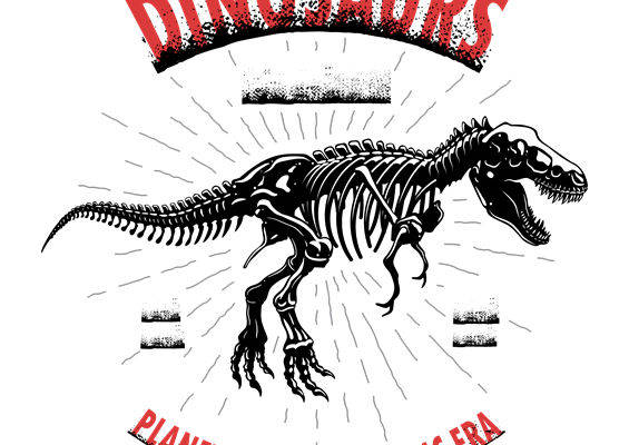 复古恐龙骨架图案服装印花裁片