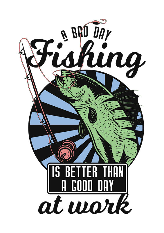 复古风鱼竿与鱼印花图案，打造个性服装