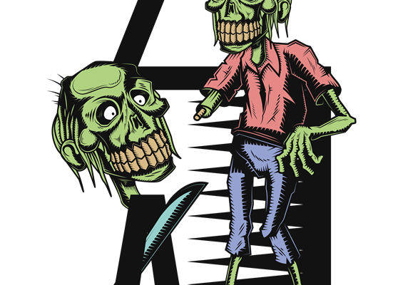 裁片印花：绿色僵尸图案服装印花设计