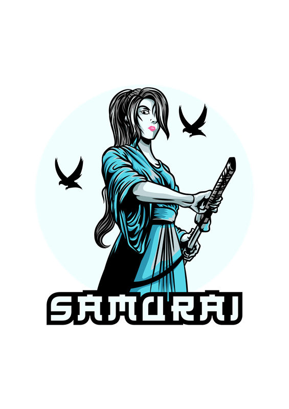裁片印花：复古武士风女性图案服装印花