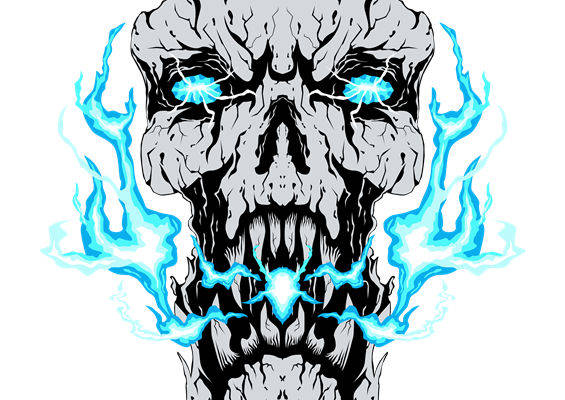 冷酷电光蓝骷髅头服装印花素材