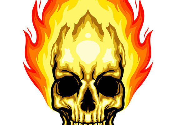 燃烧的骷髅头裁片印花设计，服装印花新选择