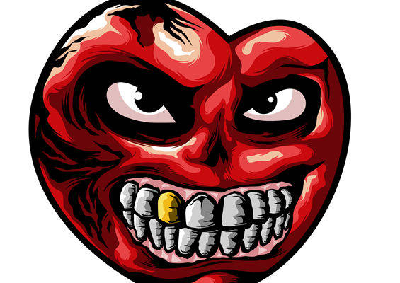 恶魔心形裁片印花：恐怖风格服装印花