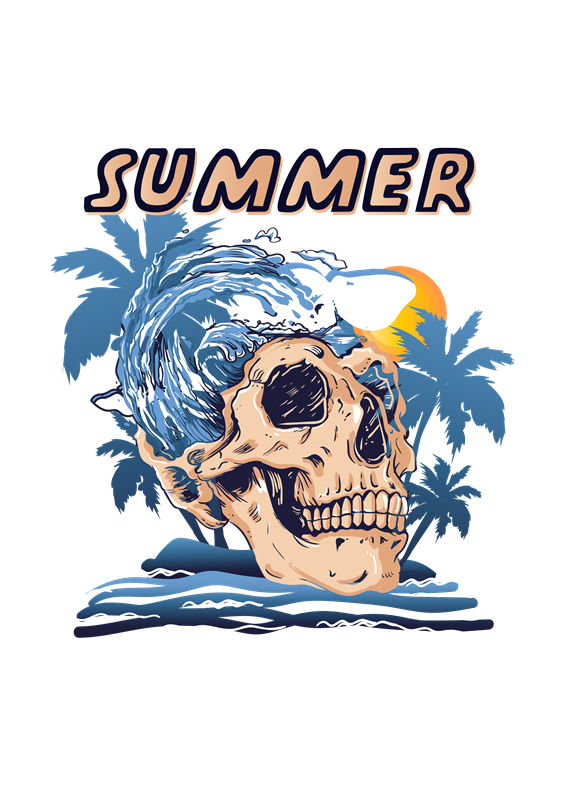 夏日骷髅海浪印花：服装印花裁片设计灵感