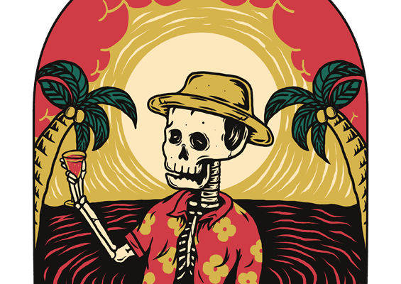 热带风情骷髅花型服装印花裁片