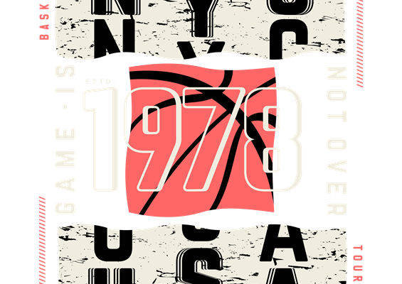 复古篮球纹理印花图案，打造街头潮流服装