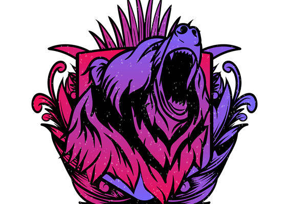 狂野熊头裁片印花：服装印花新选择