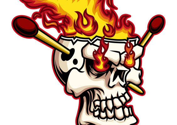 燃烧的骷髅头裁片印花，为你的服装增添个性与活力