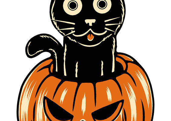 万圣节黑猫南瓜裁片印花，打造独特服装设计
