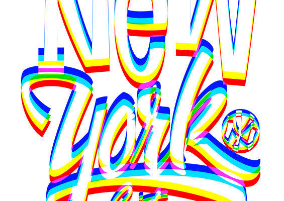 彩虹渐变纽约城市主题服装印花裁片