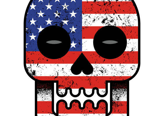 美国国旗骷髅图案裁片印花,时尚个性服装印花素材