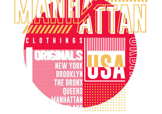 纽约曼哈顿复古风格服装印花图案