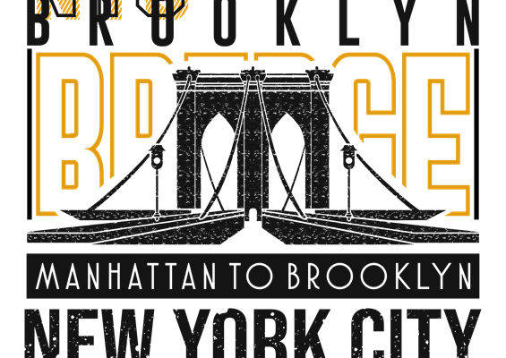 经典纽约布鲁克林大桥印花图案服装印花