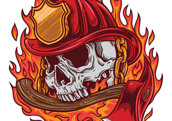 火焰与骷髅的酷炫服装印花设计