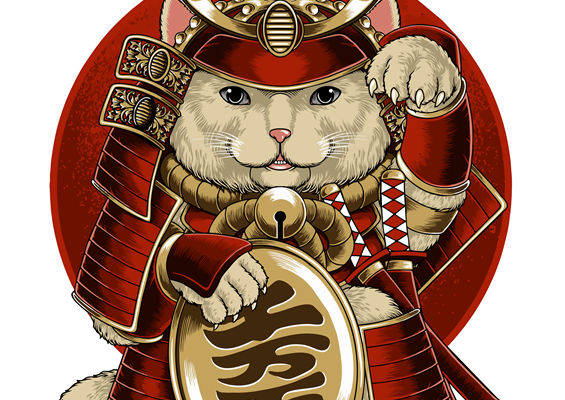 武士猫裁片印花:独特设计的服装印花素材