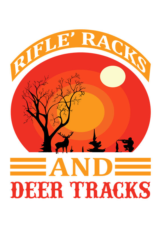 自然森林风格的Rifle' Racks Deer Tracks服装印花