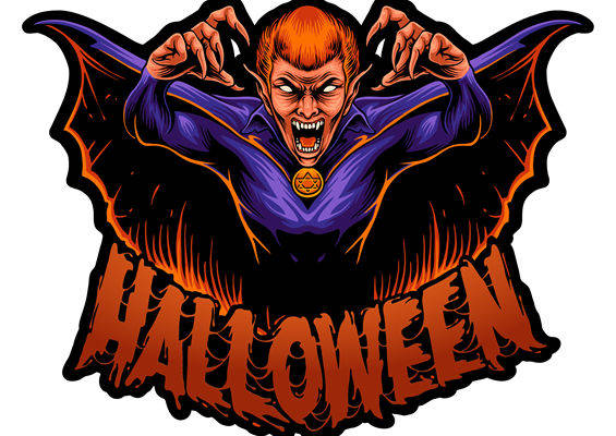 万圣节吸血鬼裁片印花，恐怖风格服装印花素材