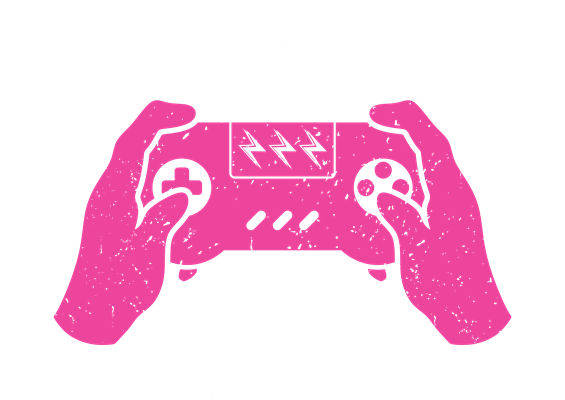 粉色游戏手柄图案裁片印花，时尚潮流服装印花新选择