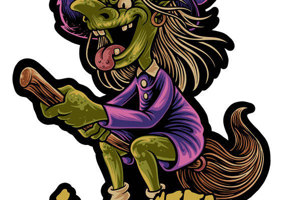 万圣节巫婆裁片印花：服装印花的完美选择