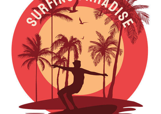 热带风情冲浪者图案服装印花设计