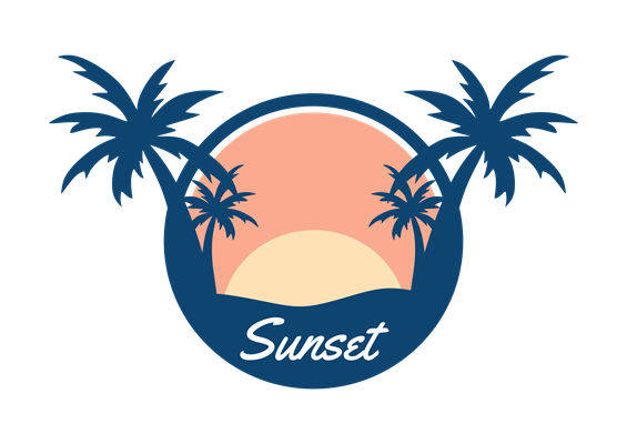 夏日海滩风情：棕榈树与夕阳的完美融合服装印花