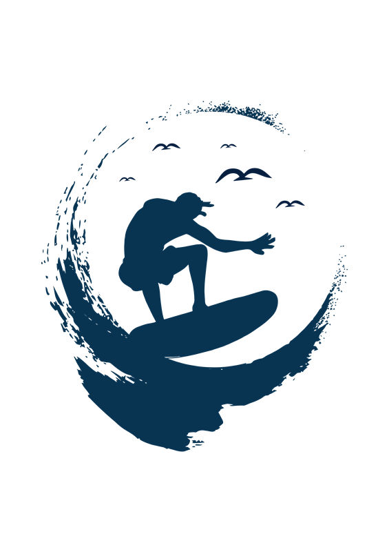 海浪冲浪者图案：时尚服装印花的完美选择