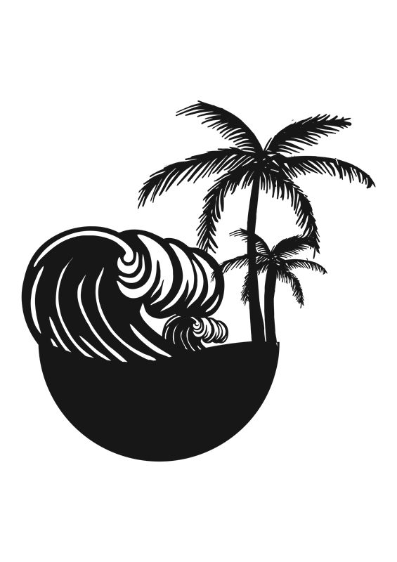 热带风情椰树海浪印花素材，打造夏日服装