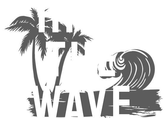 热带风情波浪棕榈树服装印花素材