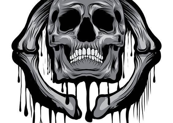 骷髅头纹样裁片印花，恐怖风格服装印花新选择