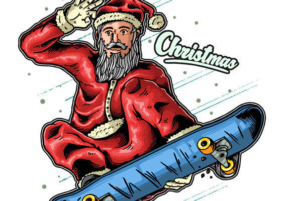 圣诞老人滑板裁片印花,打造个性圣诞服装