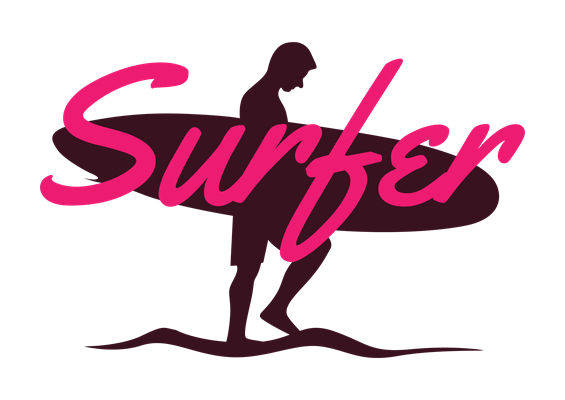 时尚潮流裁片印花：动感粉色冲浪图案服装印花