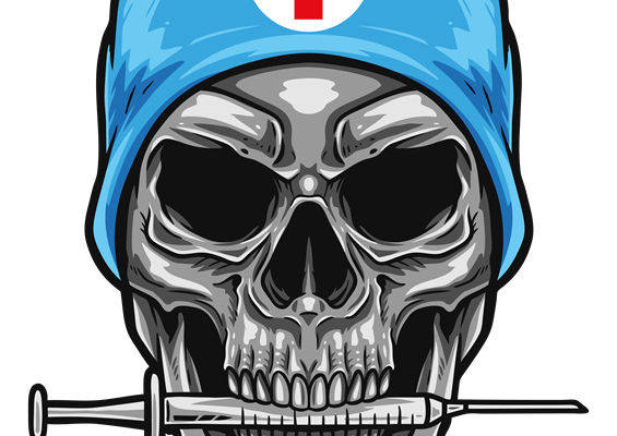 骷髅医生帽针纹服装印花图案