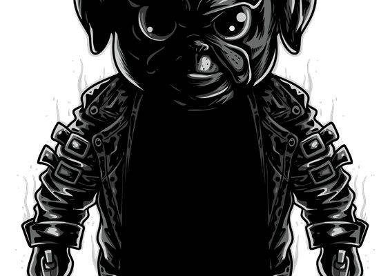 酷炫黑帮风小丑狗印花素材，打造个性服装