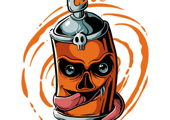 万圣节主题喷漆罐印花裁片，服装印花新选择