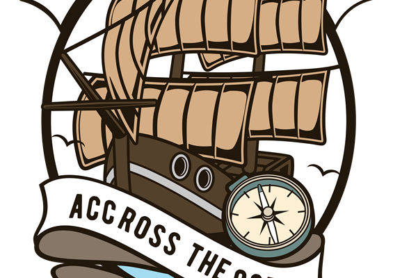 复古帆船图案服装印花素材，打造经典海洋风格