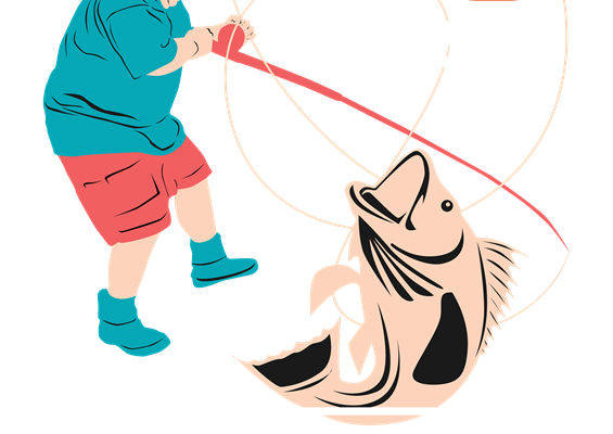 服装印花素材：趣味钓鱼图案，轻松打造个性服装