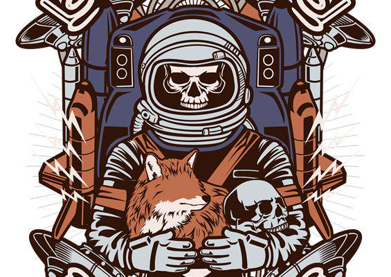 探索、梦想、发现：宇航员与骷髅的酷炫服装印花