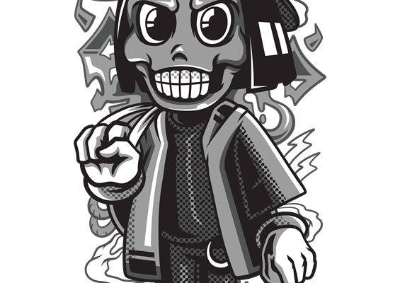 酷炫骷髅头裁片印花：个性服装印花设计