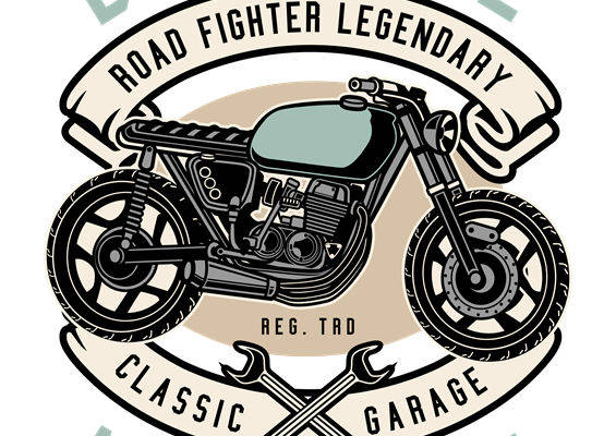 复古摩托车图案裁片印花，打造个性服装