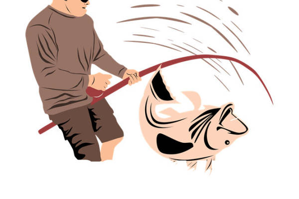 美国钓鱼者与大鱼的激烈对决：服装印花素材