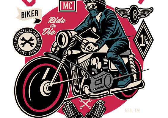 复古机车风裁片印花:个性服装印花设计