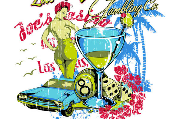 复古拉斯维加斯风情服装印花裁片