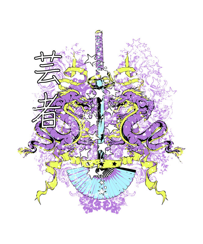 龙形剑纹裁片印花：服装印花新选择