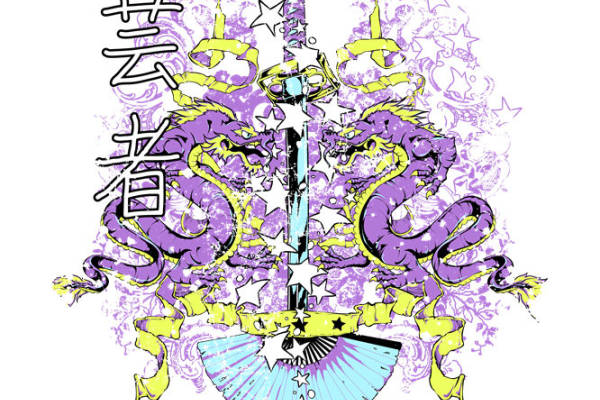 龙形剑纹裁片印花：服装印花新选择