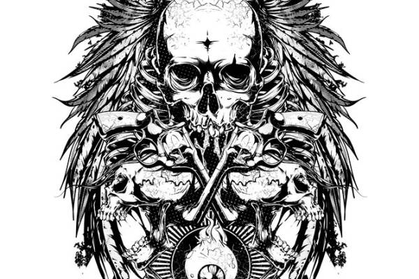 暗黑风格骷髅纹样裁片印花，打造个性服装