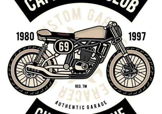 复古摩托车图案裁片印花，打造个性服装