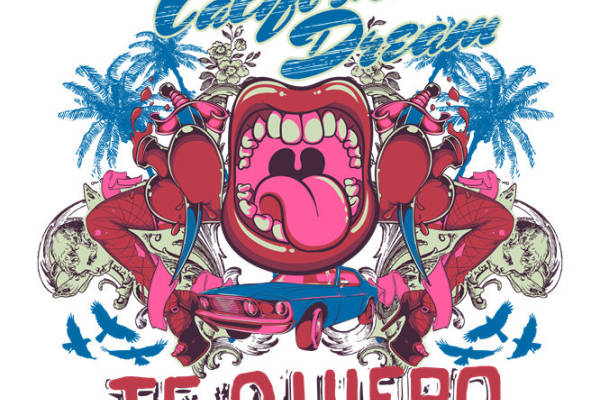 复古加州梦印花图案,适合服装裁片印花设计