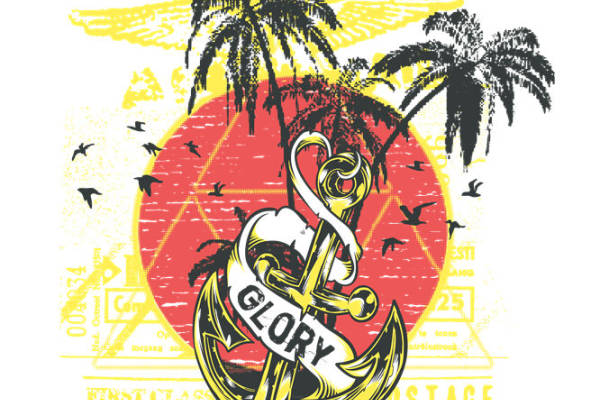 热带风情宝藏猎人服装印花设计